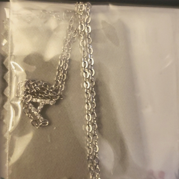 Turandoss Sideways A Initial Necklace In Silver 14K White Gold Plated Copper - Picture 2 of 6